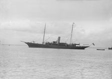 The steam yacht Maid of Honour at anchor. Creator: Kirk & Sons of Cowes