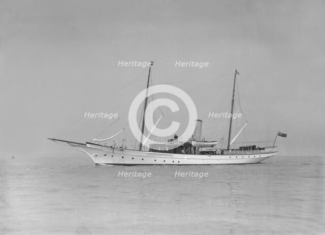 The steam yacht 'Branwyn' under way, 1911. Creator: Kirk & Sons of Cowes.