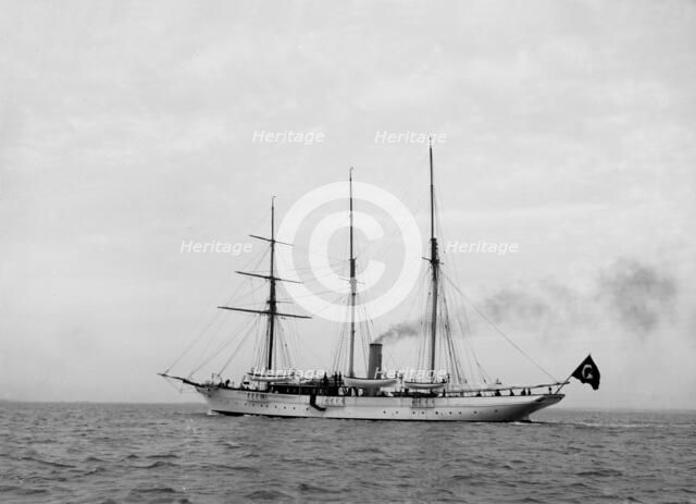 The steam yacht 'Cuhona' under way. Creator: Kirk & Sons of Cowes.