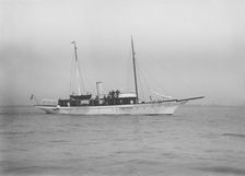 The steam yacht Cecilia under way, 1912. Creator: Kirk & Sons of Cowes