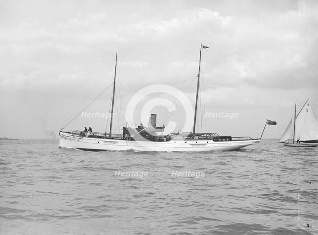 The steam yacht 'Claymore II' under way, 1913. Creator: Kirk & Sons of Cowes.