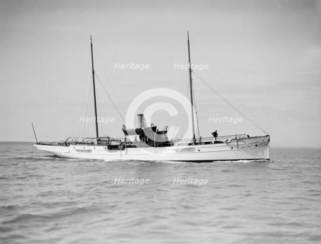 The steam yacht 'Claymore' under way, 1911. Creator: Kirk & Sons of Cowes.