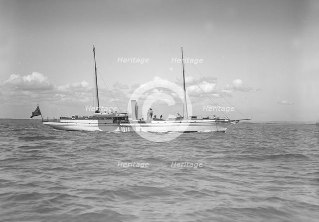 The steam yacht 'Fleur-D-Lys' under way, 1911. Creator: Kirk & Sons of Cowes.