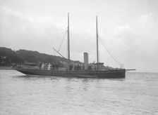 The steam yacht Harbinger 1912. Creator: Kirk & Sons of Cowes