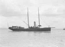 The steam yacht Harbinger 1912. Creator: Kirk & Sons of Cowes