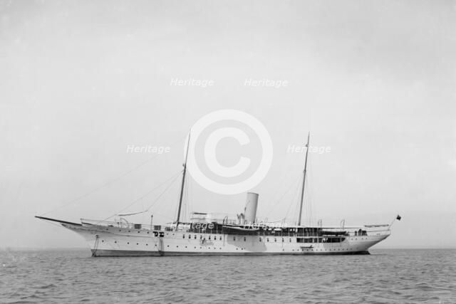 The steam yacht 'Honor' at anchor. Creator: Kirk & Sons of Cowes.