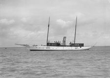 The steam yacht Irex at anchor, 1912. Creator: Kirk & Sons of Cowes