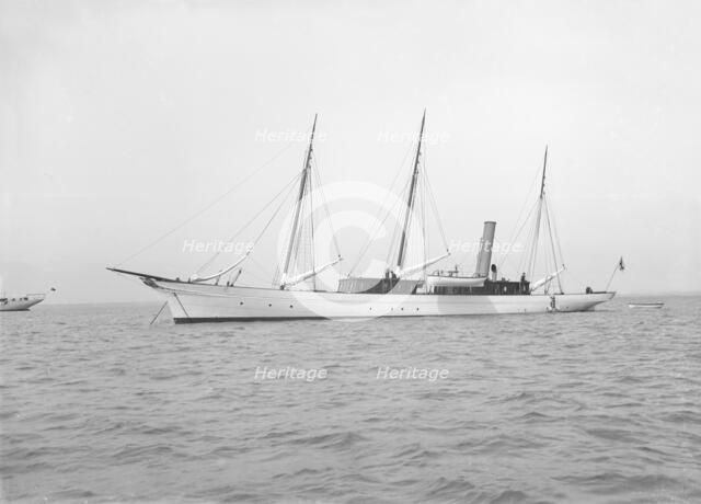 The steam yacht 'Isa' at anchor. Creator: Kirk & Sons of Cowes.