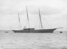 The steam yacht Stella at anchor, 1912. Creator: Kirk & Sons of Cowes