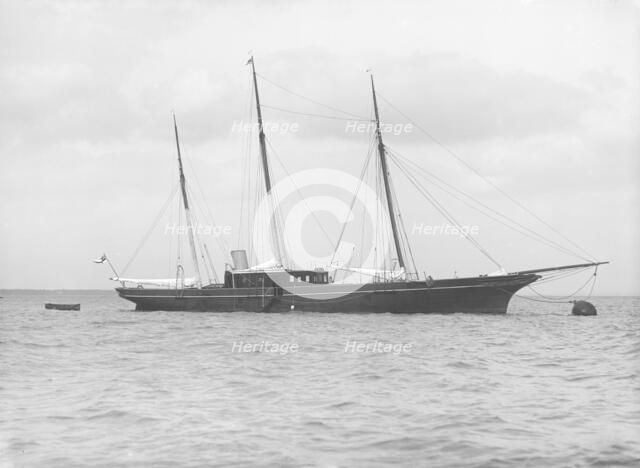The steam yacht 'Stella' at anchor, 1912. Creator: Kirk & Sons of Cowes.