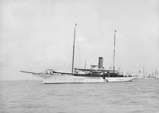 The steam yacht Surf at anchor, 1912. Creator: Kirk & Sons of Cowes