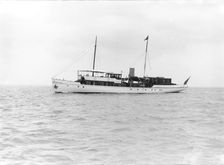 The steam yacht Sardonyx at anchor, 1913. Creator: Kirk & Sons of Cowes
