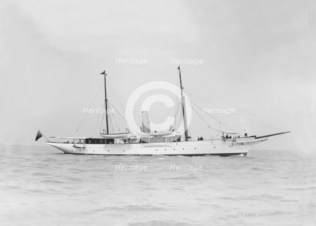 The steam yacht 'Schievan' under way, 1911. Creator: Kirk & Sons of Cowes.