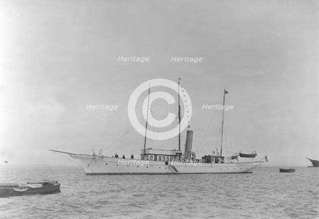 The steam yacht 'Sea Fay' at anchor, 1921. Creator: Kirk & Sons of Cowes.