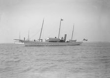 The steam yacht Sea Snake 1911. Creator: Kirk & Sons of Cowes