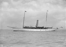 The steam yacht Sirocco II 1911. Creator: Kirk & Sons of Cowes