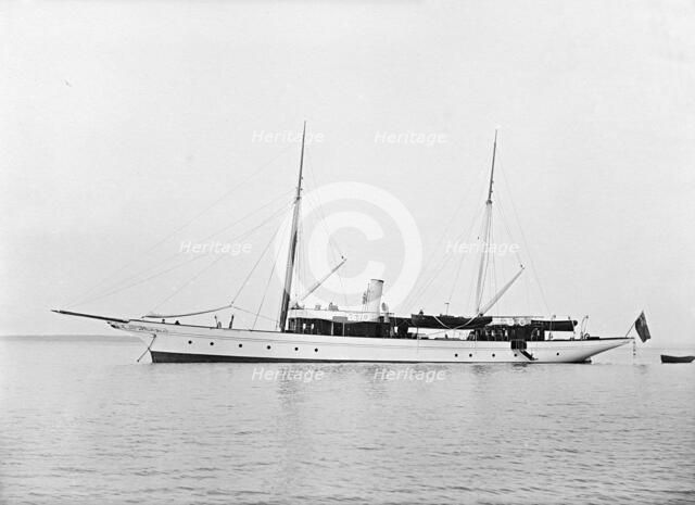 The steam yacht 'Wintonia' at anchor, 1912. Creator: Kirk & Sons of Cowes.