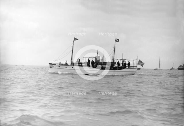 The steam yacht 'Yvonne' under way, 1913. Creator: Kirk & Sons of Cowes.
