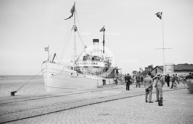 The Steamer 'Landskrona' II moored at the quay, Landskrona, Sweden, 1935. Artist: Unknown