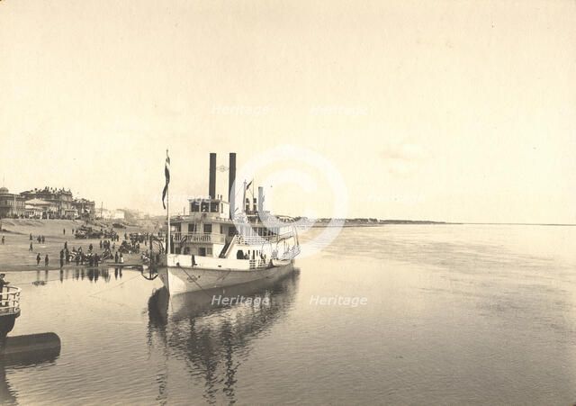 The steamship "Petersburg" at the pier, 1909. Creator: Vladimir Ivanovich Fedorov.