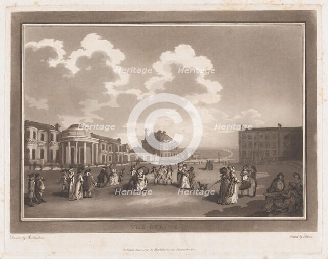 The Steine (An Excursion to Brighthelmstone), June 1, 1790., June 1, 1790. Creators: Thomas Rowlandson, Samuel Alken.
