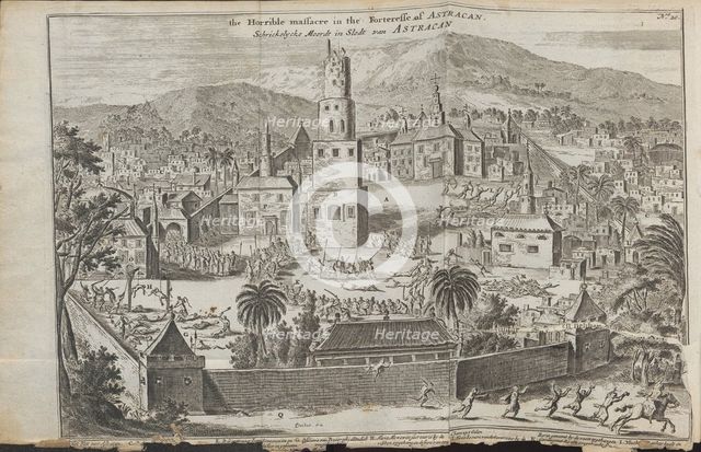 The Stepan Razin's riots in Astrakhan (From: Drie aanmerkelyke reizen), 1675. Artist: Struys, Jan Jansz. (1630-1694)