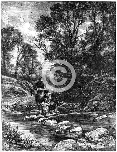 'The Stepping Stones', c1930s.Artist: Birket Foster