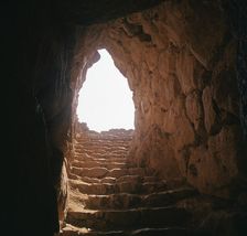 The steps leading to the cistern in Mycenae