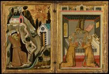 The Stigmatization of Saint Francis, and Angel Crowning Saints Cecilia and Valerian, 1330s. Creator: Unknown
