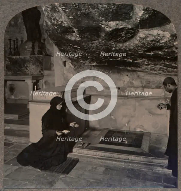 'The Stone of Anointing, Holy Sepulchure Church, Jerusalem', c1900. Artist: Unknown.