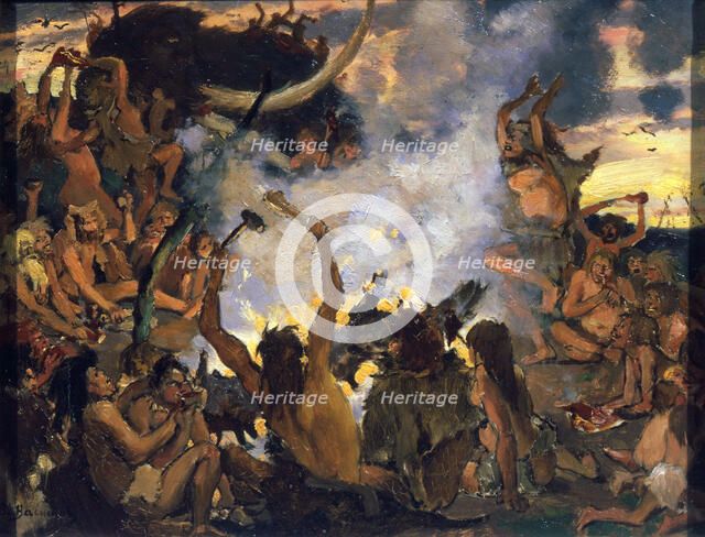 'The Stone Age. A Feast', 1883.  Artist: Viktor Mihajlovic Vasnecov