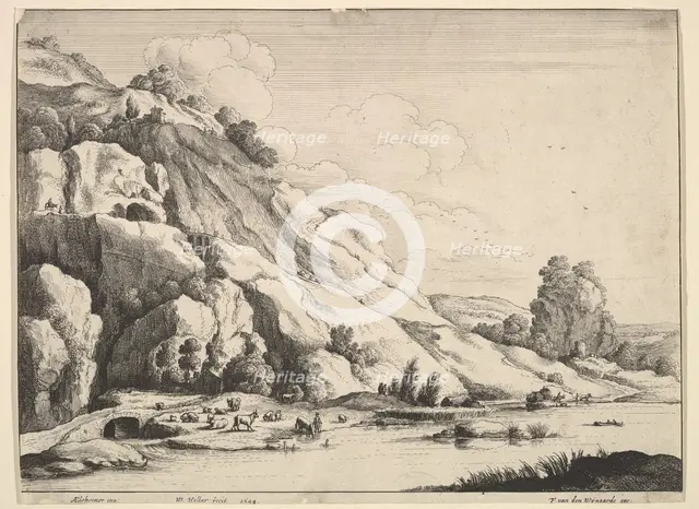 The stone bridge, 1649. Creator: Wenceslaus Hollar.