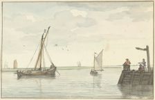 The stone fire beacon and the harbor head of Durgerdam, 1756. Creator: Aert Schouman