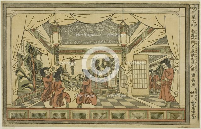 The Stone Temple and Statue of Zeus in Europe (Yoroppashu sekizo kyo mokudo jinkyo), from ..., n.d.. Creator: Utagawa Kuninaga.