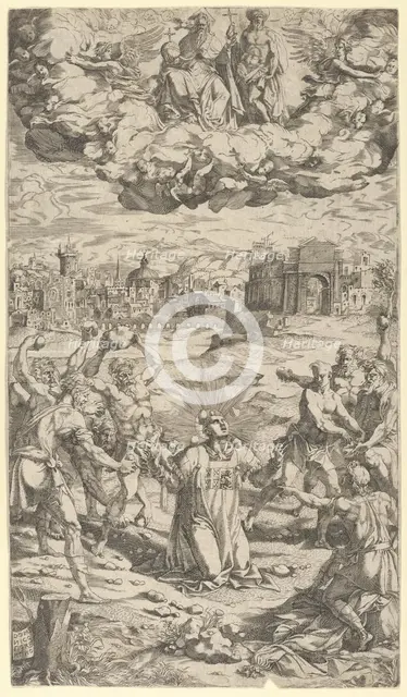 The Stoning of Saint Stephen, 16th century. Creator: Domenico del Barbiere.