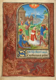 The Stoning of Saint Stephen; Prayer Book of Charles the Bold, 1469. Creator: Lieven van Lathem