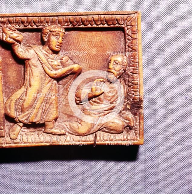 The Stoning of St Paul, Ivory Panel from Casket, Rome, late 4th century.  Artist: Unknown.
