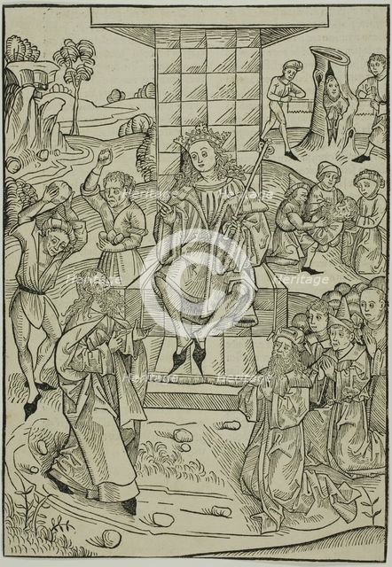 The Stoning of Zacharias and Isaias, page 9 from the Treasury (Schatzbehalter), 1491. Creator: Michael Wolgemut.