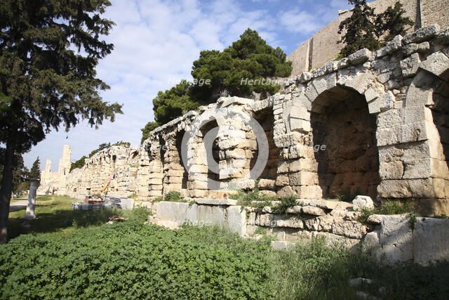The Stoa of Eumenes II, The Acropolis, Athens, Greece. Artist: Samuel Magal