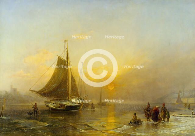 The Stockholm Stream in Wintertime, 1850. Creator: Johan Kristian Berger.