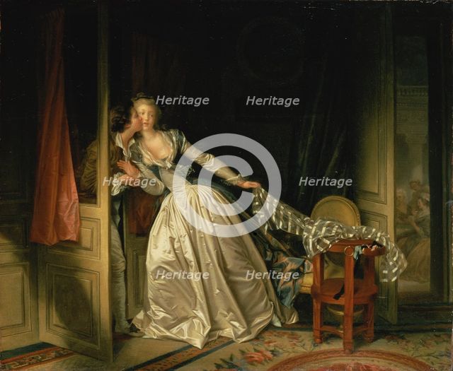 The Stolen Kiss, 1790. Creators: Marguerite Gerard, Jean-Honore Fragonard.