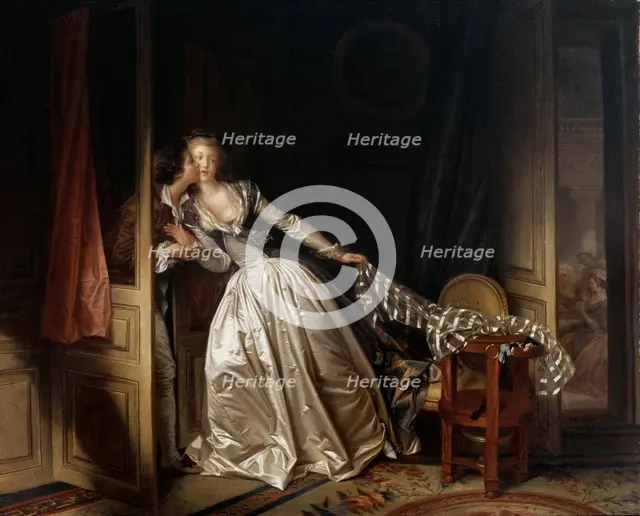 'The Stolen Kiss', end 1780s.  Artist: Jean-Honore Fragonard