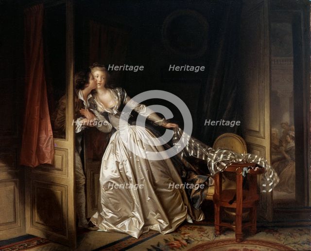 'The Stolen Kiss', end 1780s.  Artist: Jean-Honore Fragonard