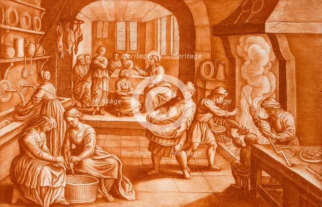 The Story of Mary and Martha, illustration from the Bible. Creator: Mattaus II Merian (1621-87).