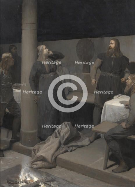 The Story of Burnt Njáll: Gunnar and Hallgerðr, c. 1895. Creator: Malmström, August (1829-1901).
