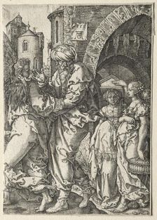 The Story of Lot: Lot and His Family Fleeing Sodom, 1555. Creator: Heinrich Aldegrever (German, 1502-1555/61)