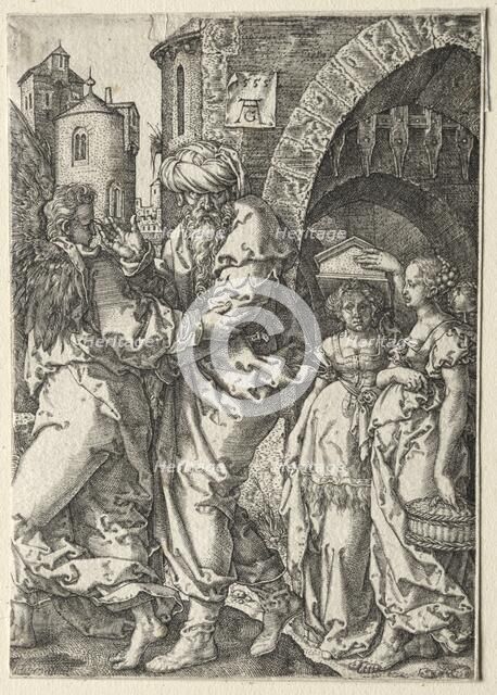 The Story of Lot: Lot and His Family Fleeing Sodom, 1555. Creator: Heinrich Aldegrever (German, 1502-1555/61).