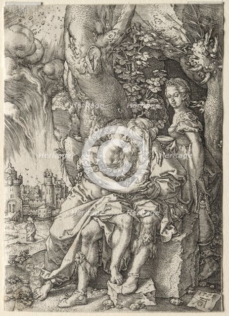 The Story of Lot: Lot with His Daughters, 1555. Creator: Heinrich Aldegrever (German, 1502-1555/61).