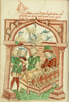 The Story of the Two Men and the Two Shrines; Barlaam und Josaphat, 1469. Creators: Hans Schilling, Diebolt Lauber