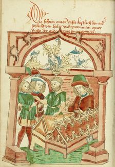 The Story of the Two Men and the Two Shrines; Barlaam und Josaphat, 1469. Creators: Hans Schilling, Diebolt Lauber